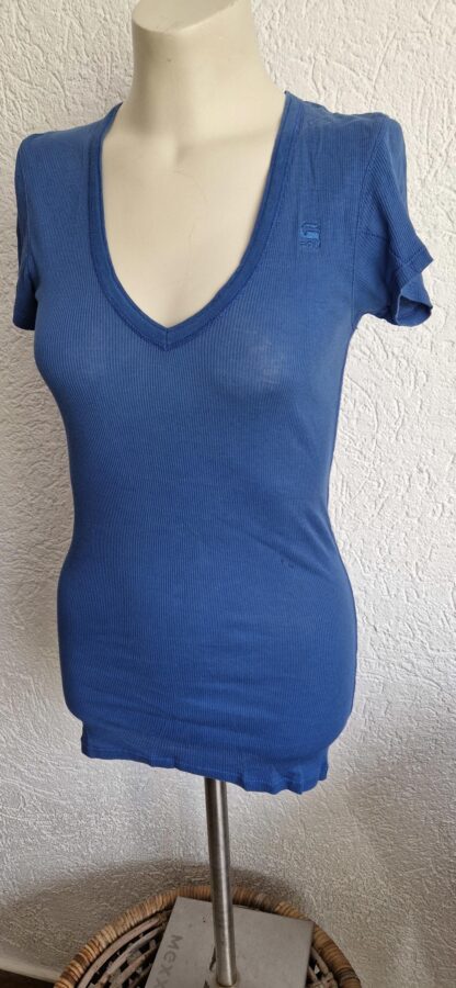 S - G-Star shirt blauw v-hals(1224lo2) - Afbeelding 3