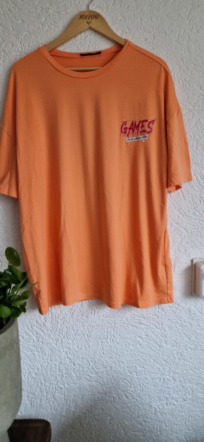 L - Shein shirt oranje print oversized (0125kel1)