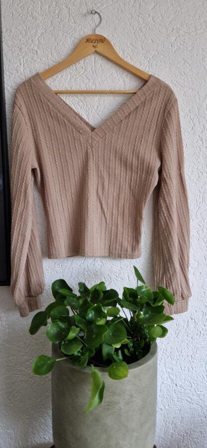 L - Shein truitje v-hals beige (0125kel3)