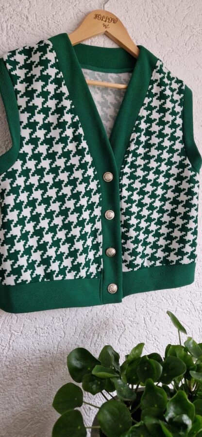 M -Shein mouwloos vest wit groen (0125kel3)