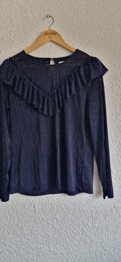 M/L ipv XL - Aaiko blouse top blauw zilver (0225ros5) - Afbeelding 2