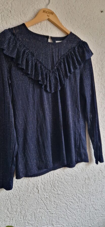 M/L ipv XL - Aaiko blouse top blauw zilver (0225ros5)