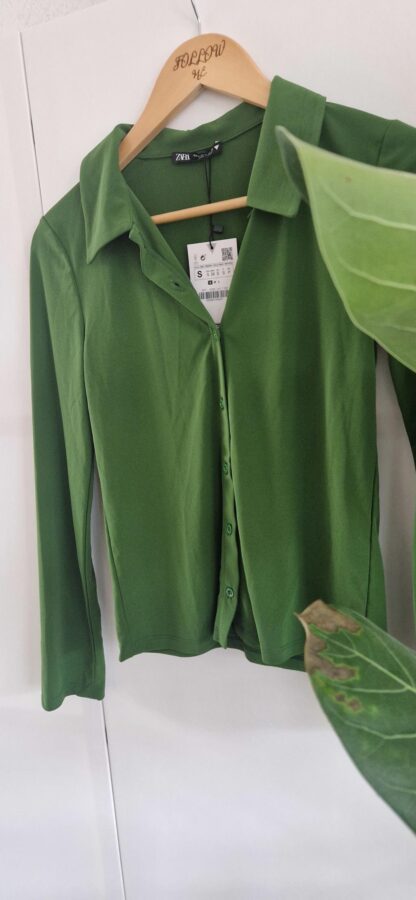 S - Zara blouse groen nieuw (0225may1) - Afbeelding 3