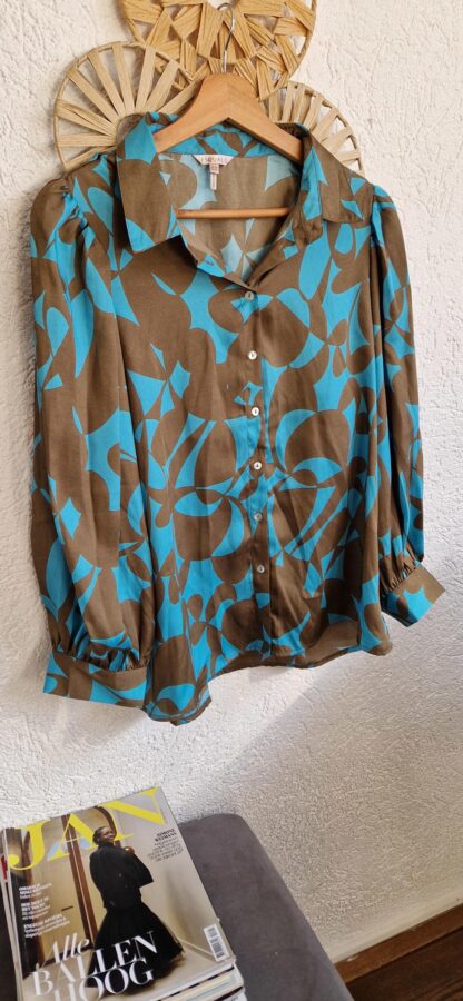 40 - Esqualo blouse bruin turkooise (0325meg2) - Afbeelding 3